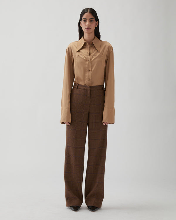Rejina Pyo Cathy Trousers Wool Check Brown