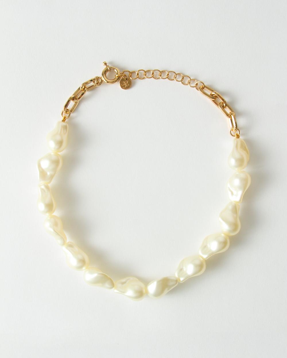 rejina pyo Chain Choker Glass Pearl Gold