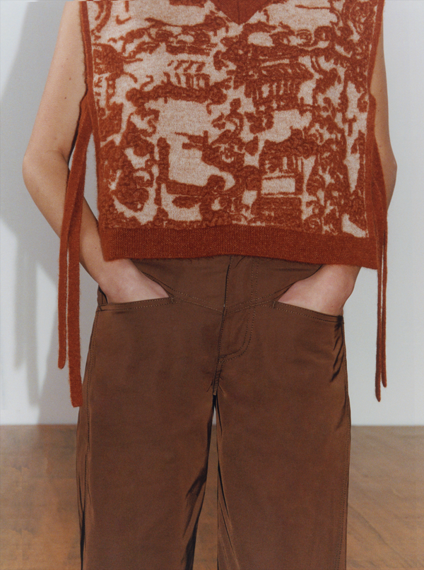 Rejina Pyo Citro Vest Alpaca Blend Jacquard Brown