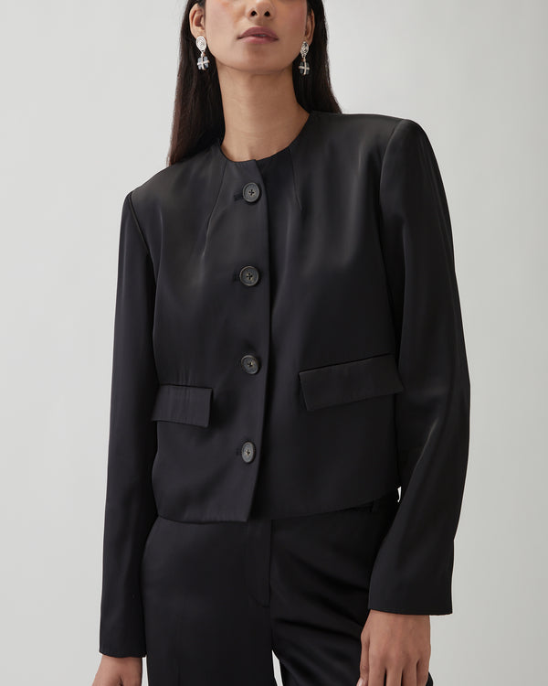 Rejina Pyo Cleo Jacket Duchesse Satin Black