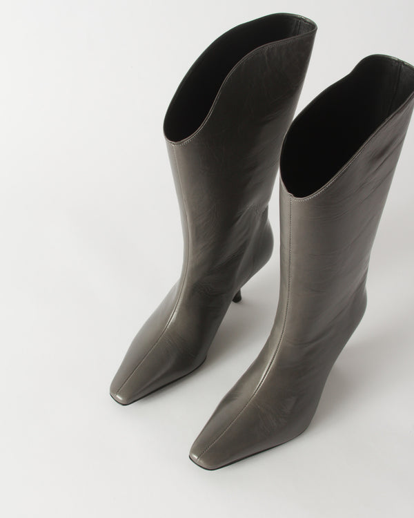 Rejina Pyo Curved Boot Leather Ematite