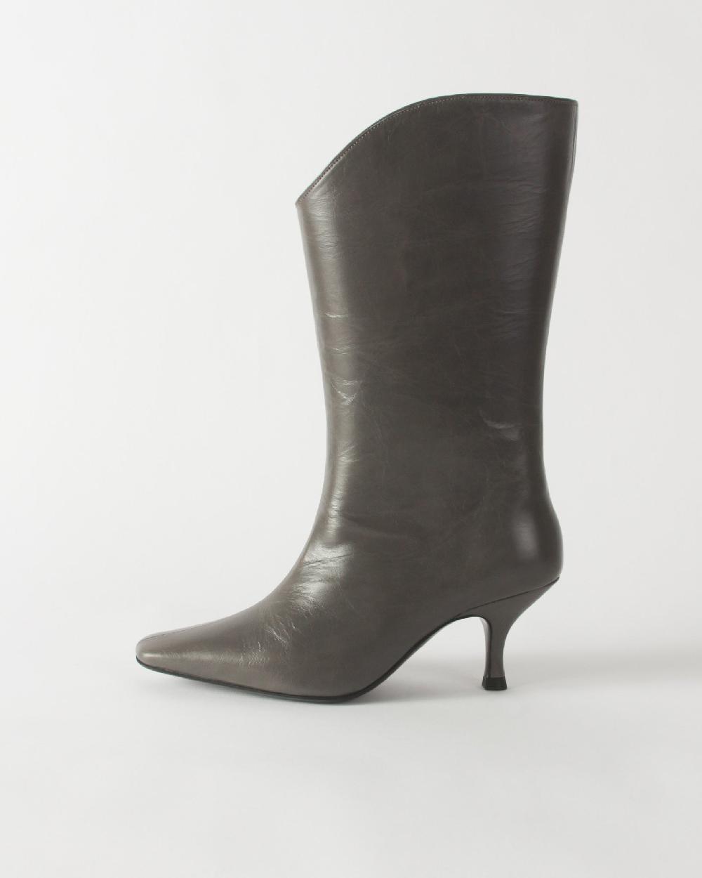 rejina pyo Curved Boot Leather Ematite