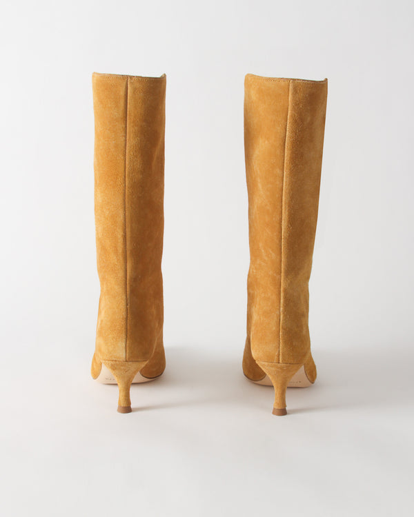 Rejina Pyo Curved Boot Suede Tan