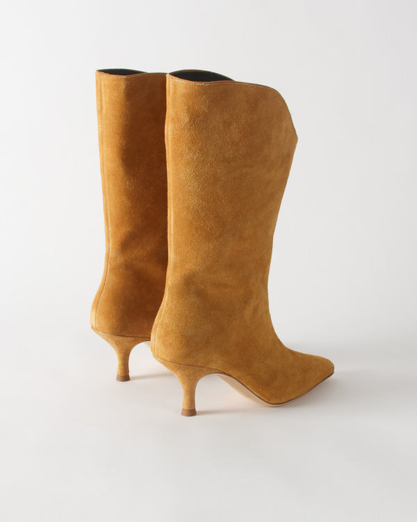 Rejina Pyo Curved Boot Suede Tan