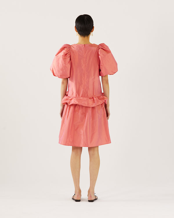 Rejina Pyo Daisy Dress Silk Taffeta Coral