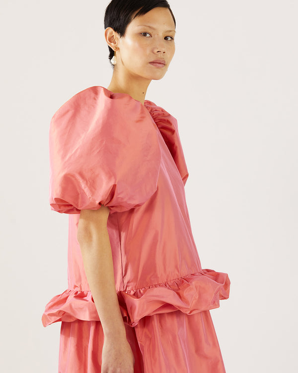 Rejina Pyo Daisy Dress Silk Taffeta Coral