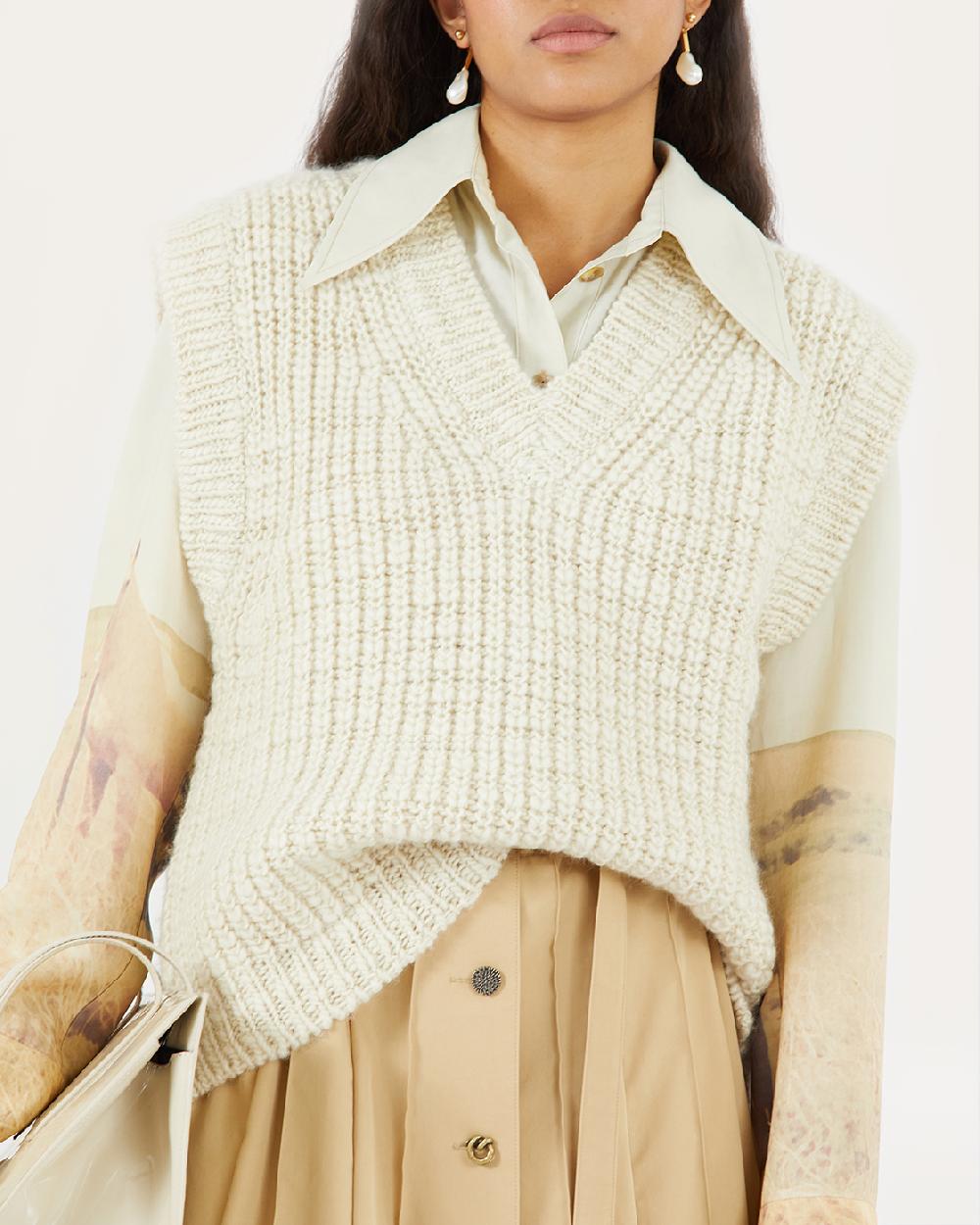 rejina pyo Dan Vest Wool Ecru