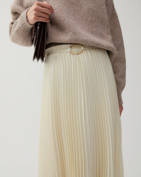 Rejina Pyo Dilan Skirt Pleated Satin Off-White