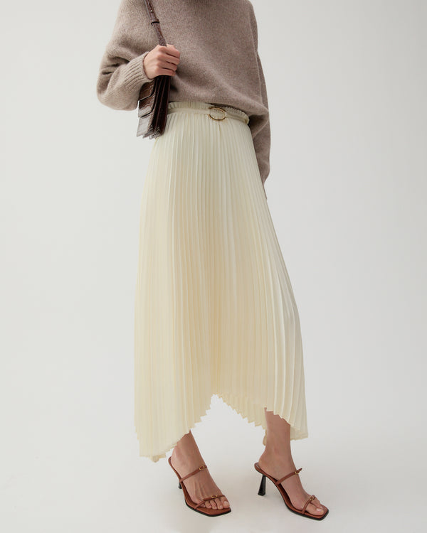 Rejina Pyo Dilan Skirt Pleated Satin Off-White