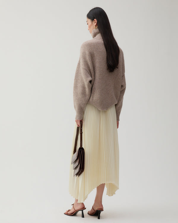 Rejina Pyo Dilan Skirt Pleated Satin Off-White