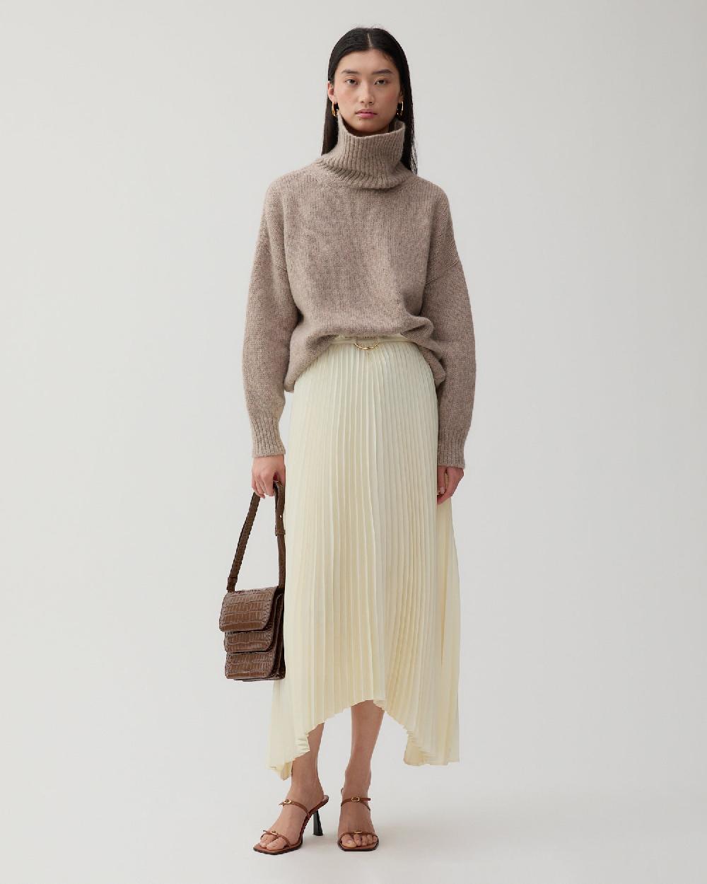 rejina pyo Dilan Skirt Pleated Satin Off-White