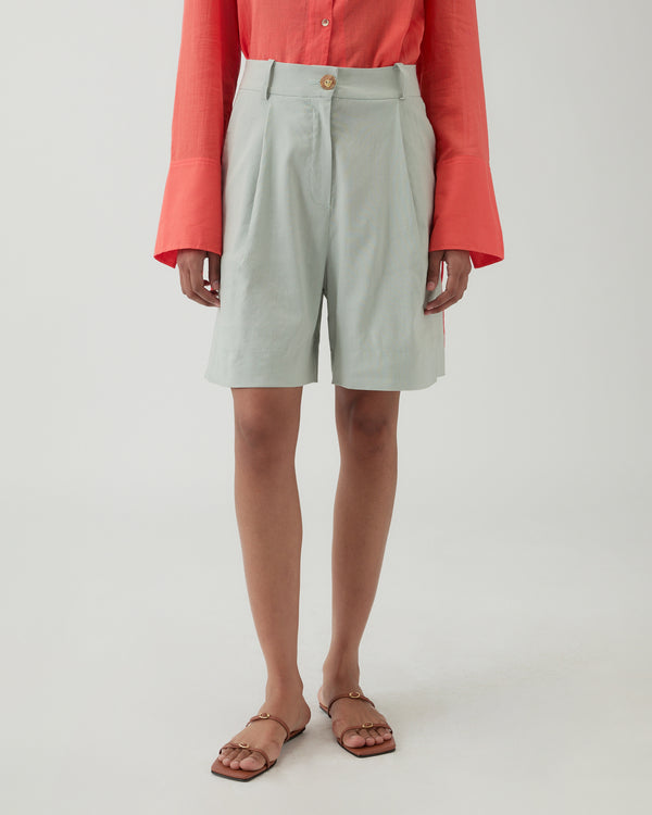 Rejina Pyo Doris Shorts Viscose Linen Blend Blue