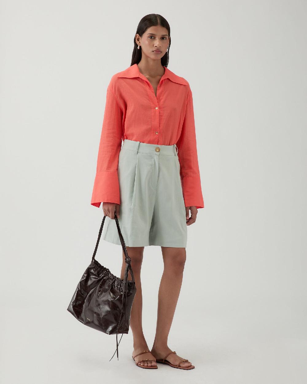 rejina pyo Doris Shorts Viscose Linen Blend Blue