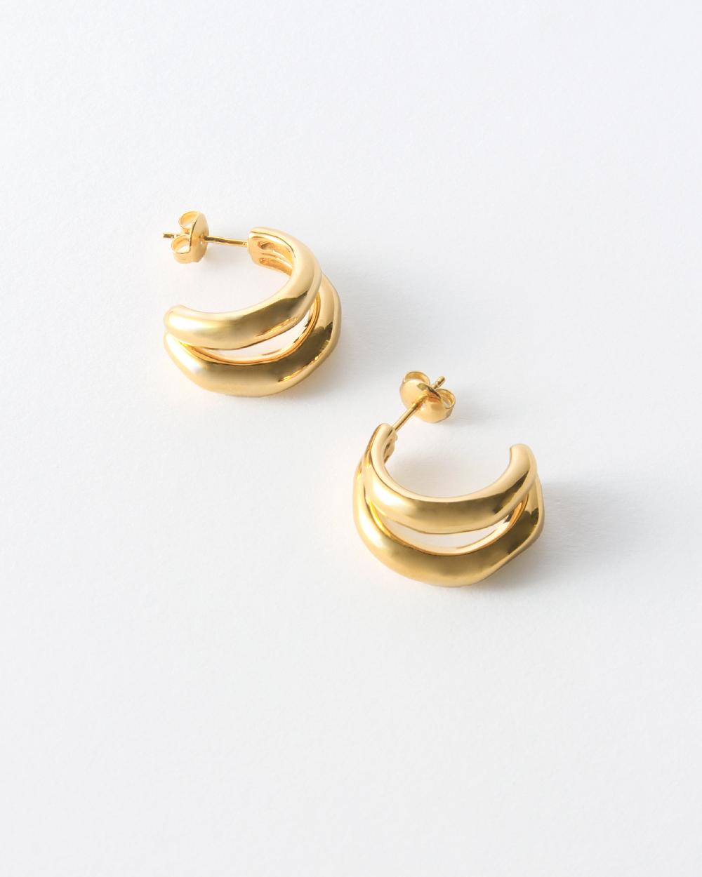 rejina pyo Double Hoops Gold Plated