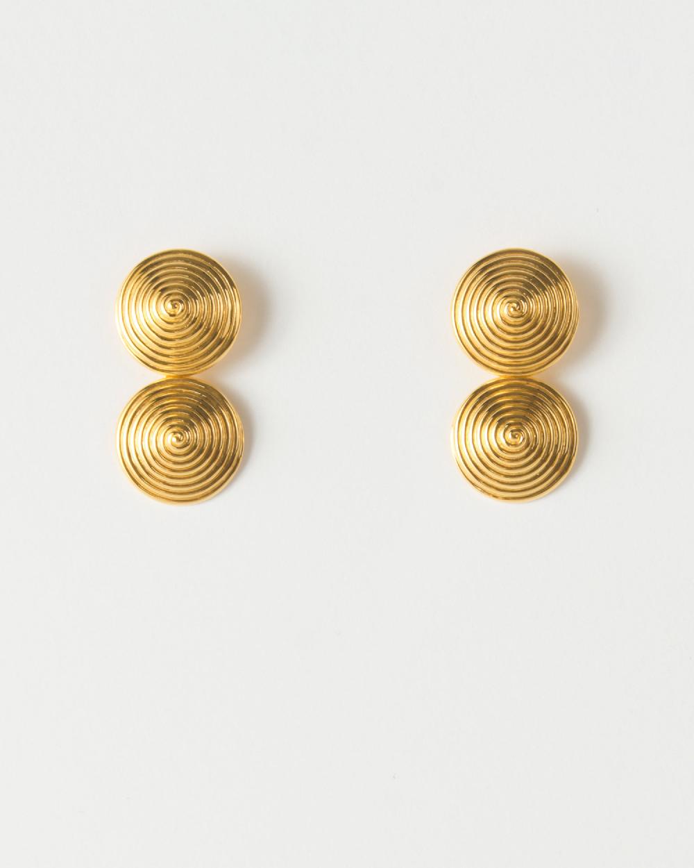 rejina pyo Double Spin Earrings Gold Plated