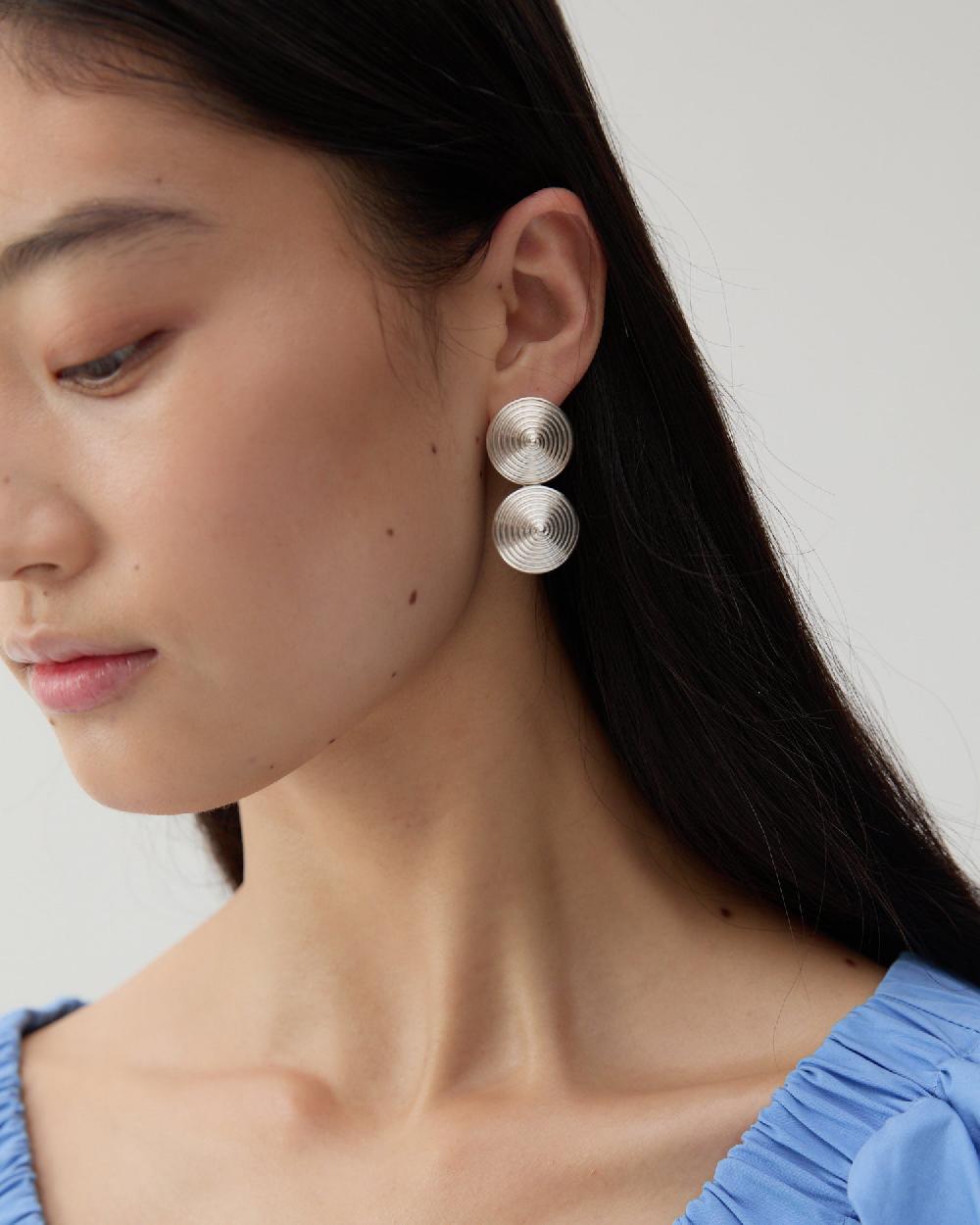 rejina pyo Double Spin Earrings Silver Plated