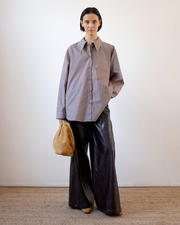 Rejina Pyo Ellis Shirt Cotton Stripe Brown