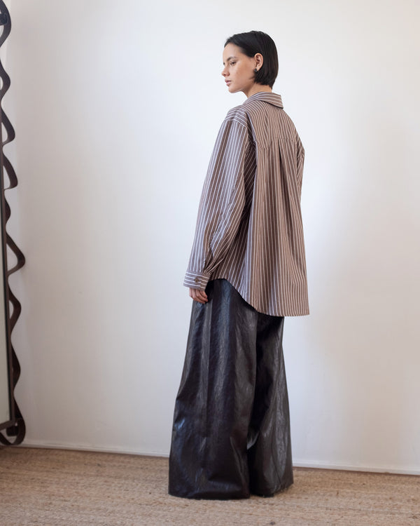 Rejina Pyo Ellis Shirt Cotton Stripe Brown