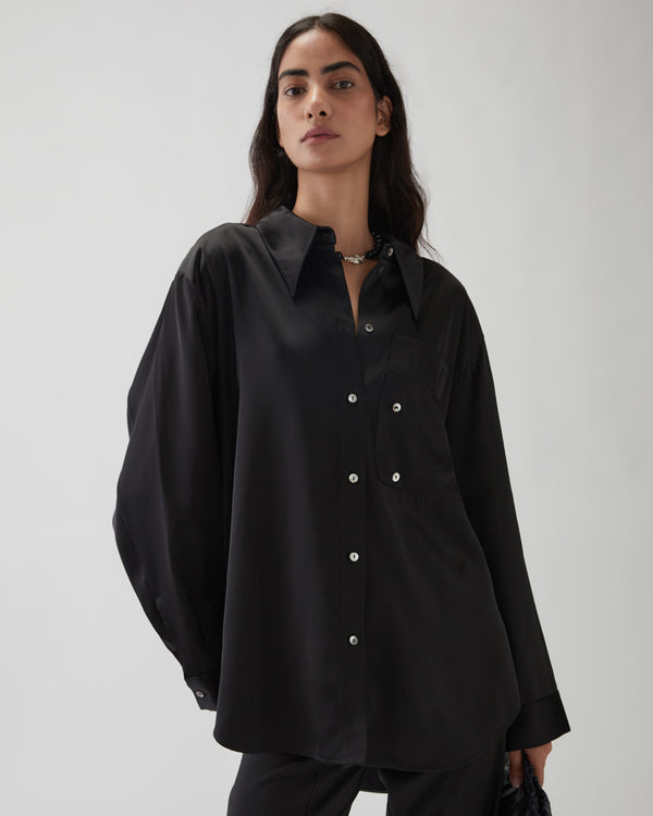 Rejina Pyo Ellis Shirt Duchesse Satin Black