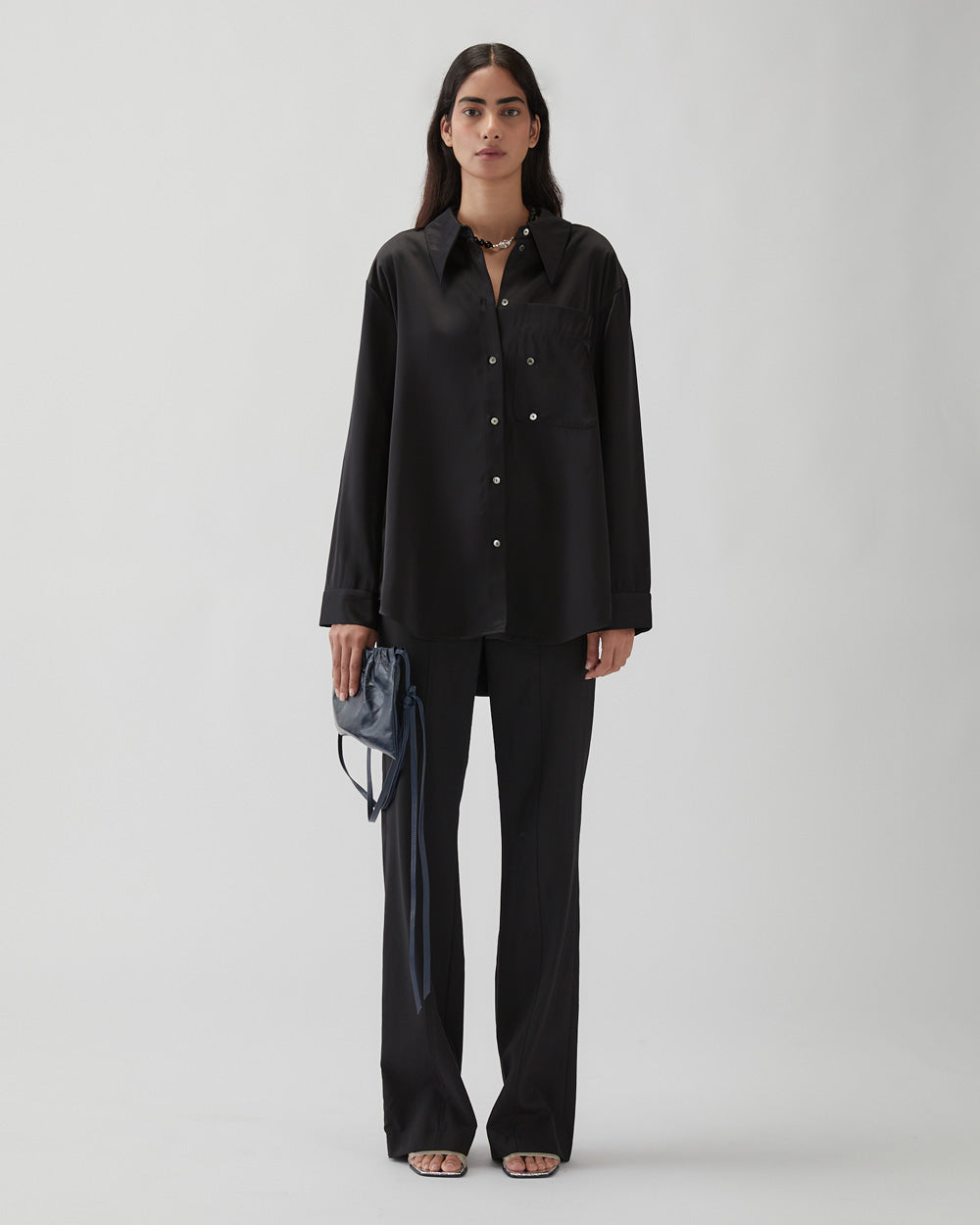 rejina pyo Ellis Shirt Duchesse Satin Black