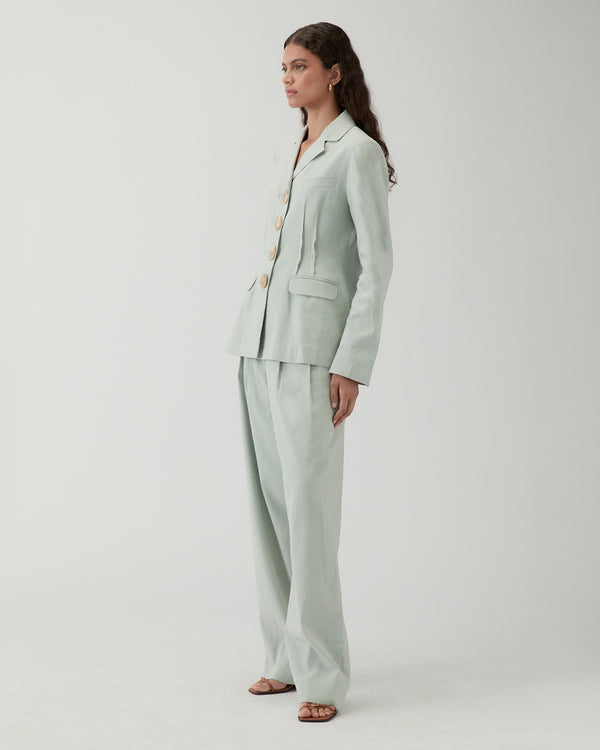 Rejina Pyo Etta Jacket Viscose Linen Blend Blue