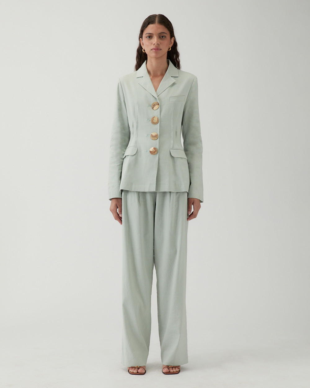 rejina pyo Etta Jacket Viscose Linen Blend Blue