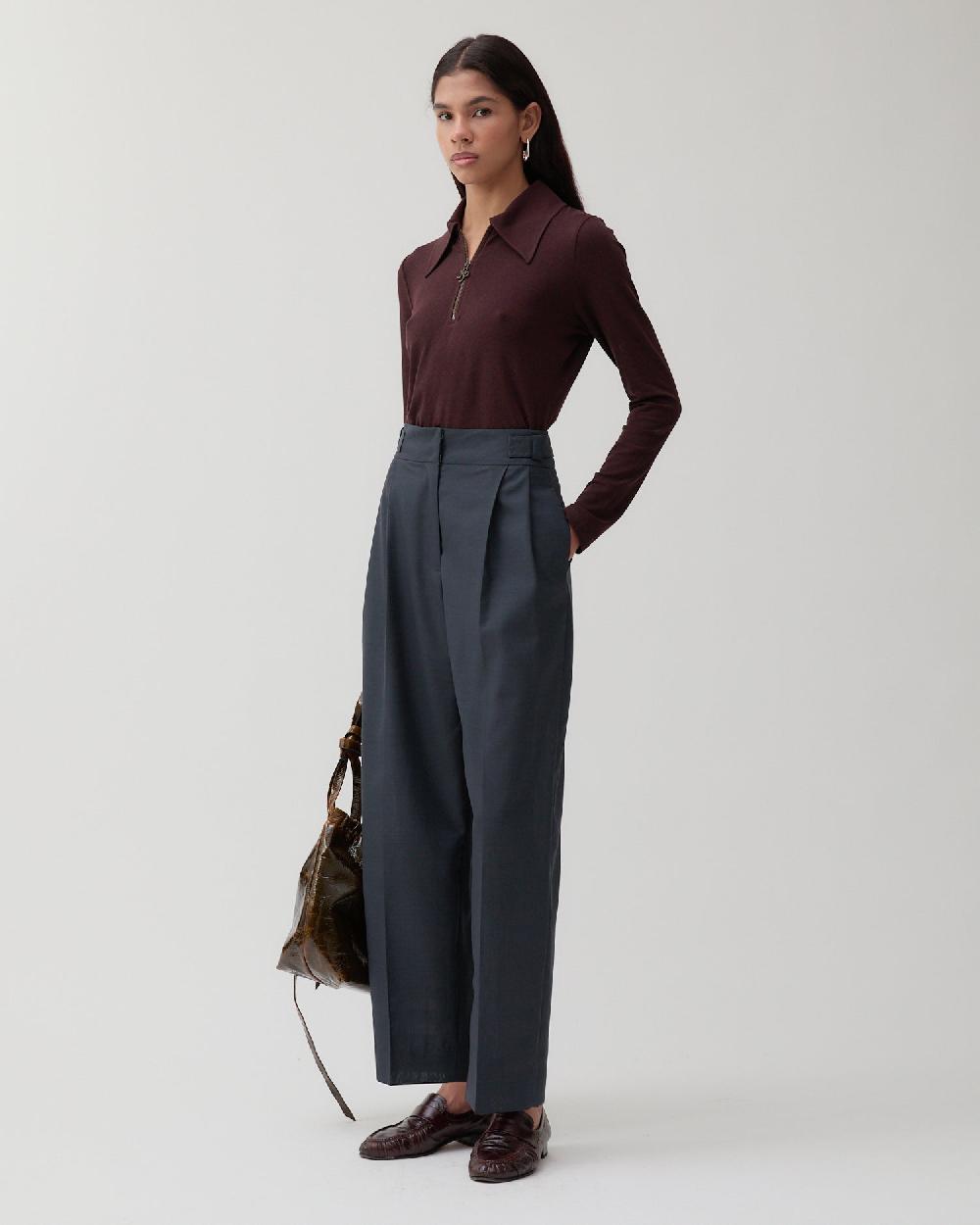 rejina pyo Eunah Trousers Wool Blend Suiting Slate