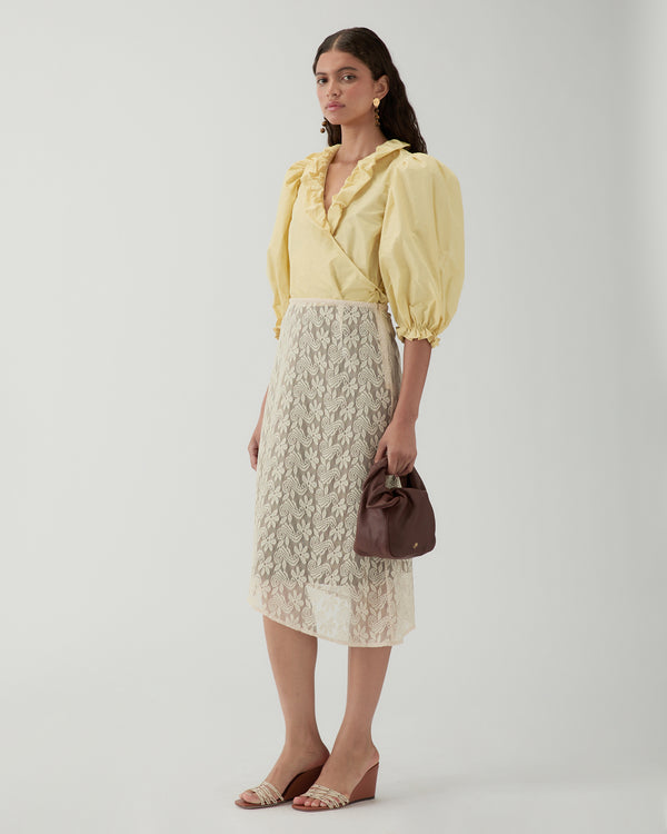 Rejina Pyo Eva Skirt Floral Lace Cream