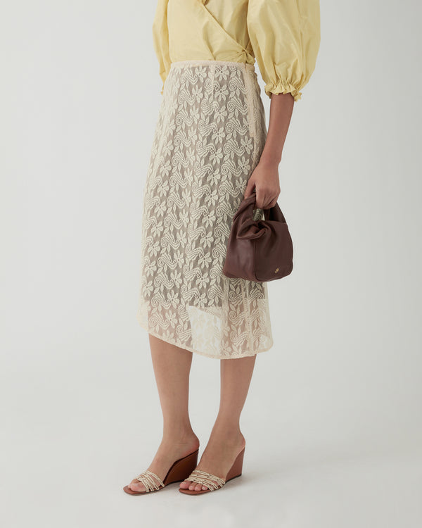 Rejina Pyo Eva Skirt Floral Lace Cream