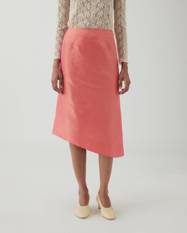 Rejina Pyo Eva Skirt Silk Taffeta Coral