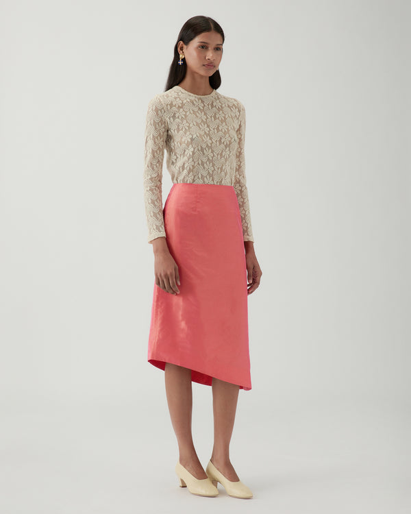 Rejina Pyo Eva Skirt Silk Taffeta Coral