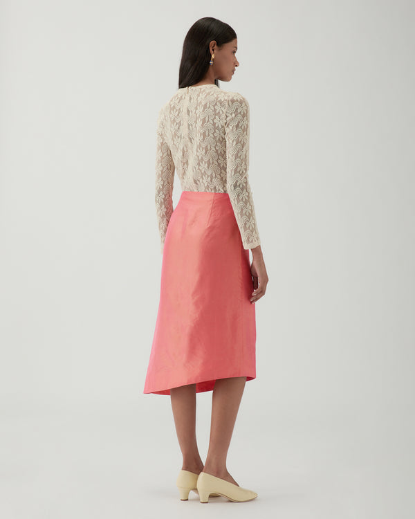 Rejina Pyo Eva Skirt Silk Taffeta Coral