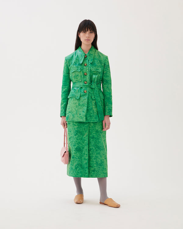 Rejina Pyo Felix Jacket Faux Leather Green