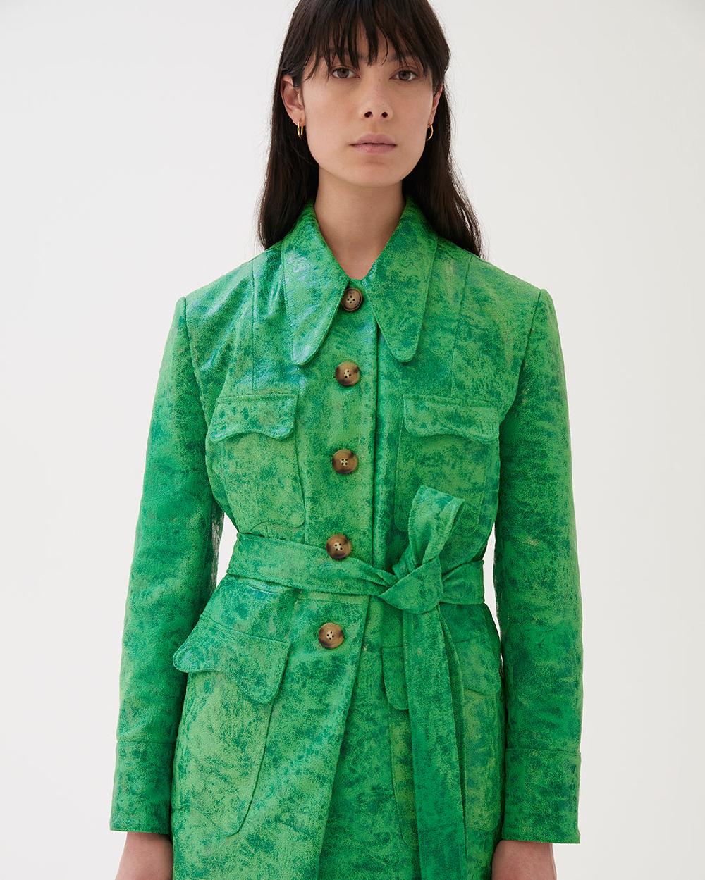 rejina pyo Felix Jacket Faux Leather Green