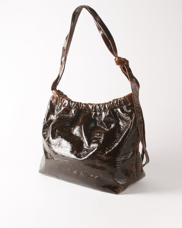 Rejina Pyo Felix Tote Italian Wool Laminated Brown