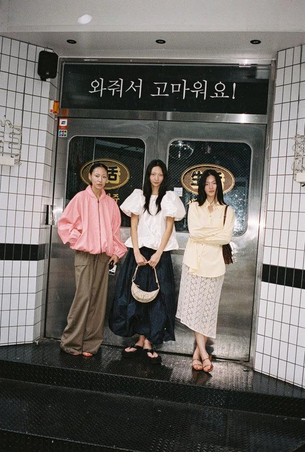 Rejina Pyo Flora Skirt Recycled Blend Taffeta Navy