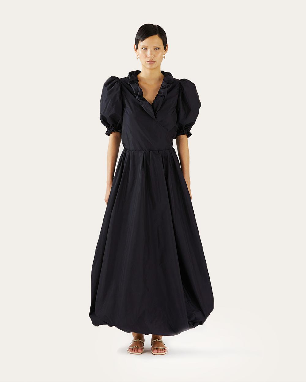 rejina pyo Flora Skirt Recycled Blend Taffeta Navy