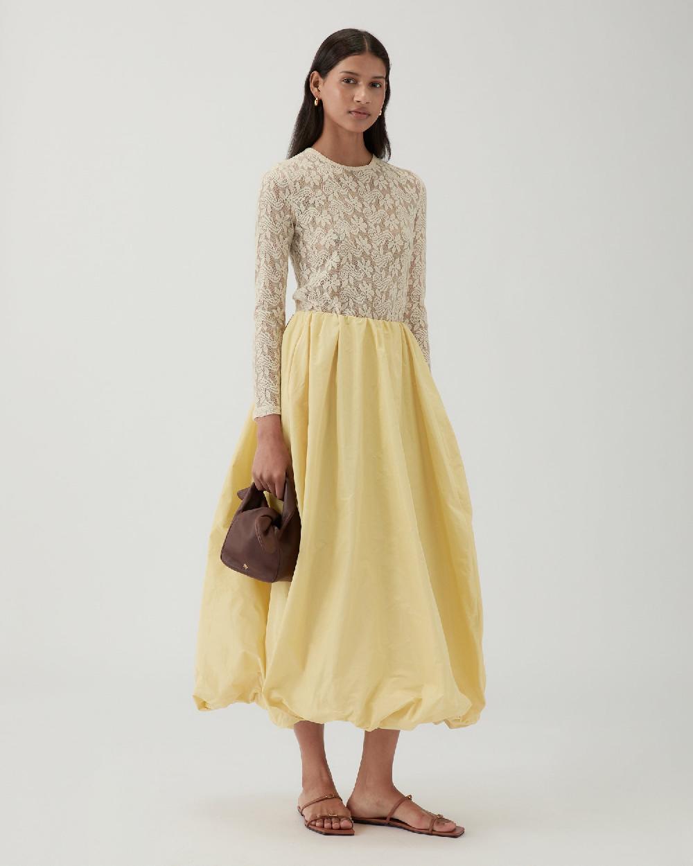 rejina pyo Flora Skirt Taffeta Yellow