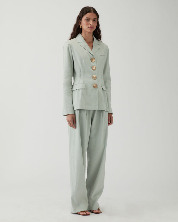 Rejina Pyo Freya Trousers Viscose Linen Blend Blue