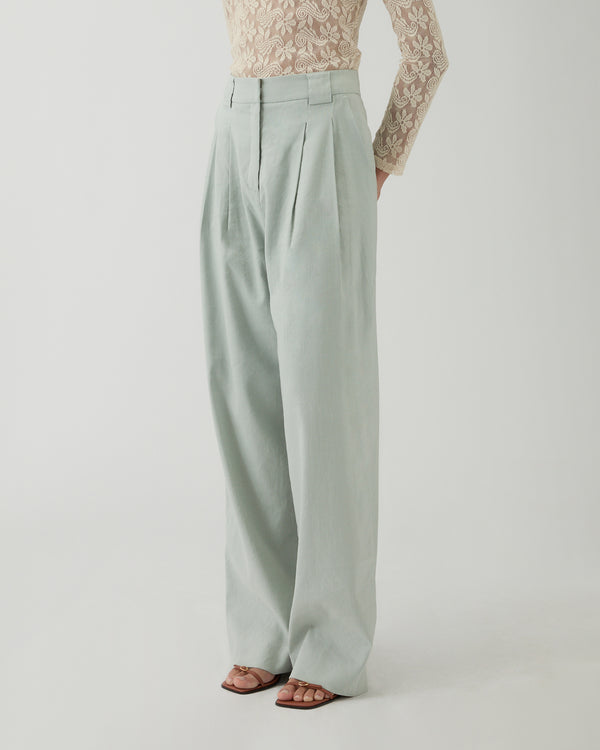 Rejina Pyo Freya Trousers Viscose Linen Blend Blue