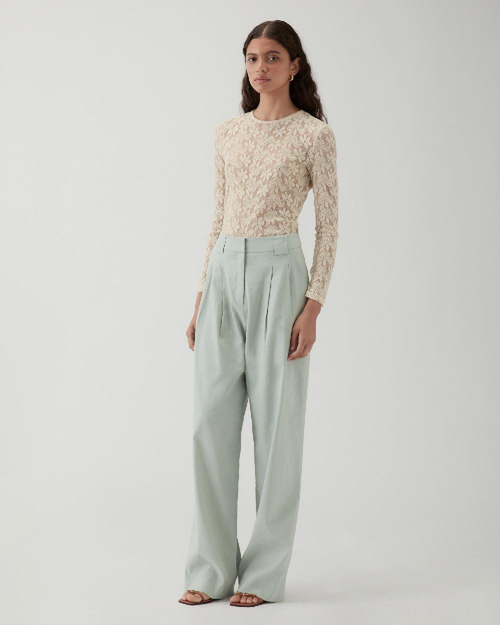 rejina pyo Freya Trousers Viscose Linen Blend Blue