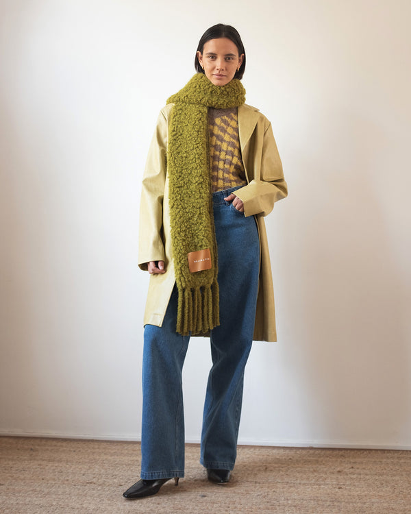 Rejina Pyo Fringe Scarf Bouclé Alpaca Green