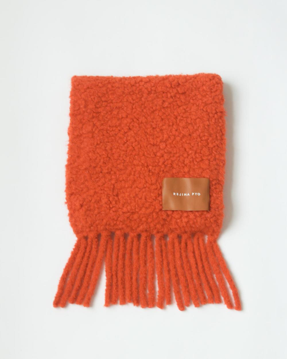 rejina pyo Fringe Scarf Bouclé Alpaca Orange