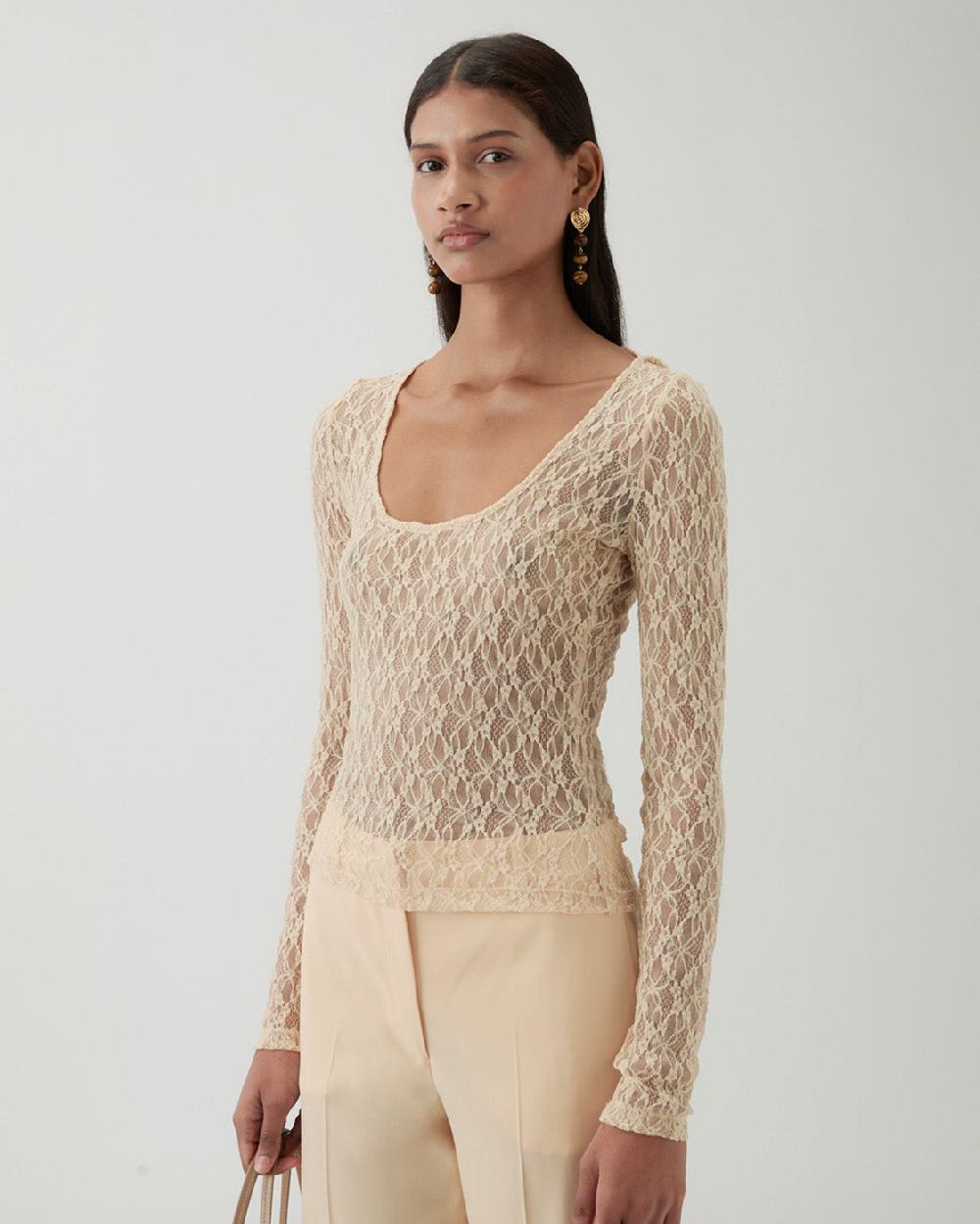 rejina pyo Hadley Top Lace Cream