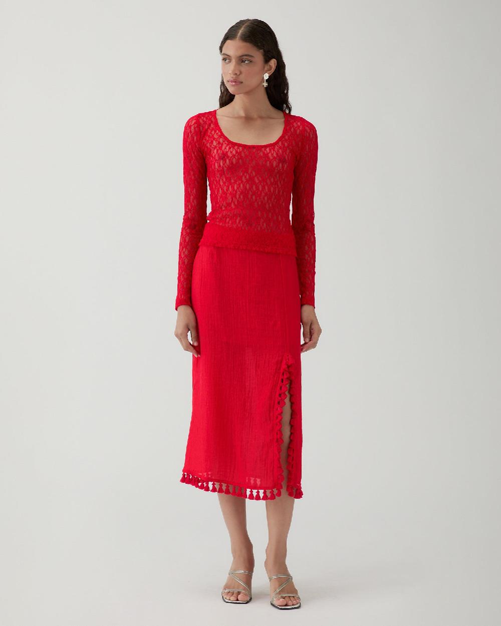 rejina pyo Hadley Top Lace Red