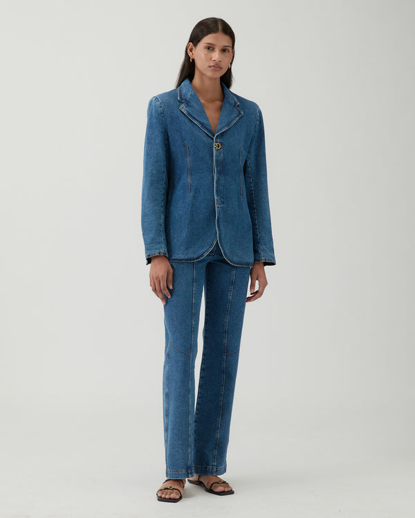 Rejina Pyo Isla Blazer Organic Cotton Denim Blue
