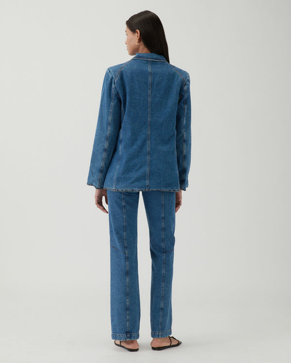 Rejina Pyo Isla Blazer Organic Cotton Denim Blue