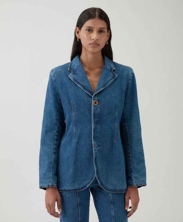 Rejina Pyo Isla Blazer Organic Cotton Denim Blue
