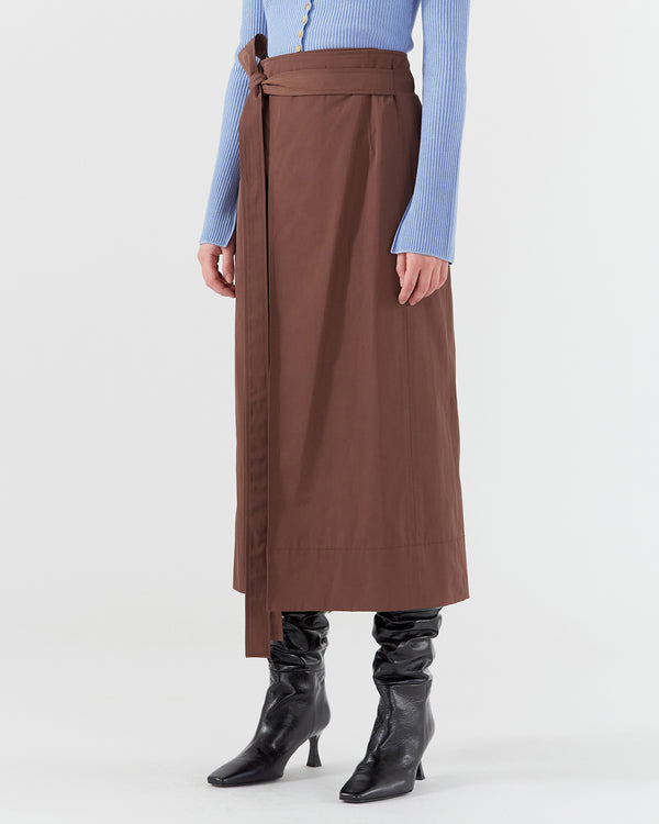 Rejina Pyo Isra Skirt Cotton Blend Twill Brown