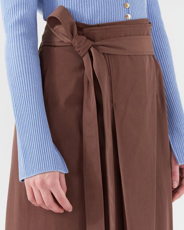 Rejina Pyo Isra Skirt Cotton Blend Twill Brown